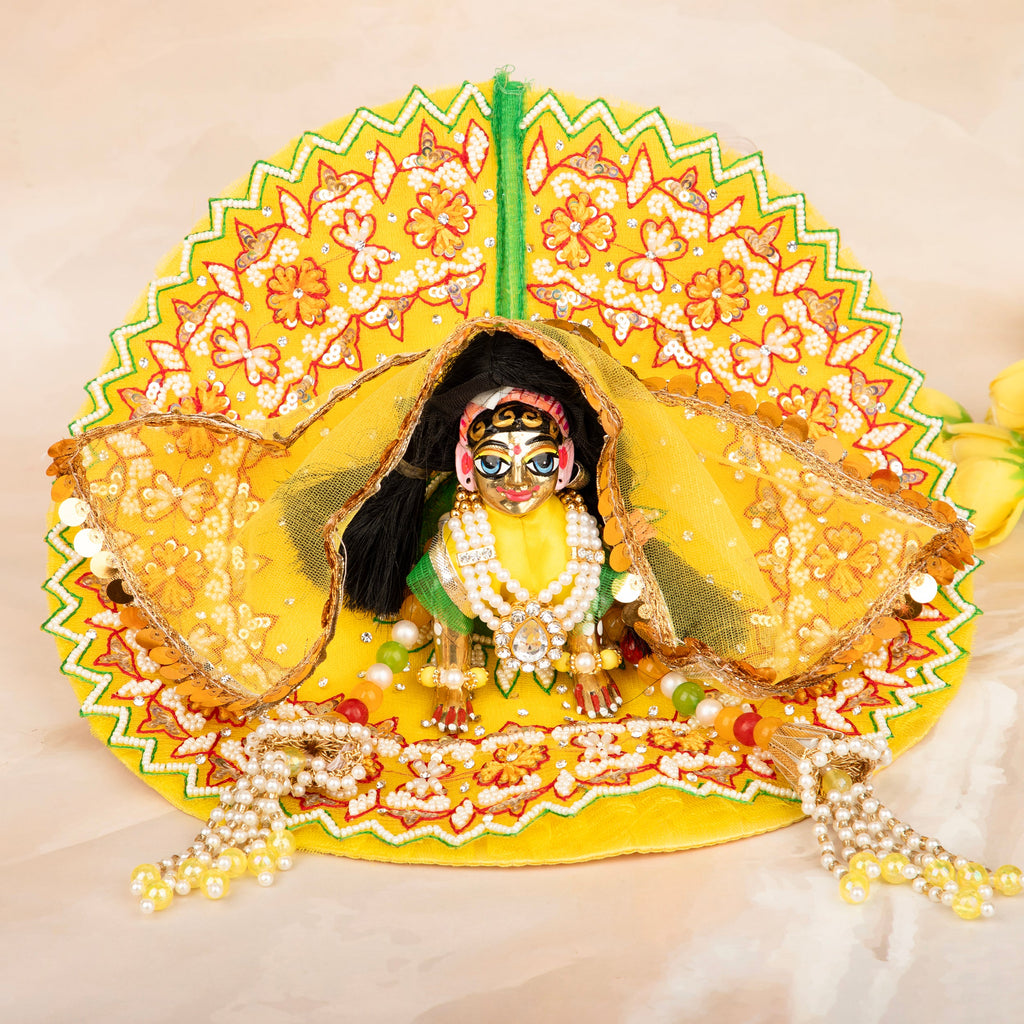 Luxe - Yellow Pearl Hand Embroidered Radha Rani Dress (4 piece set)