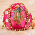 Pink Premium Cow Shreenath Ji Potli with Pearl Handle