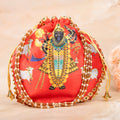 Light Red Premium Cow Shreenath Ji Potli with Pearl Handle