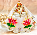 Mata Rani White with Pink Lotus Lehenga, choli & Duppatta- 3 piece set