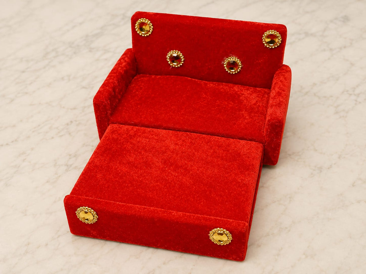 Krishna Ji Red Velvet Sofa