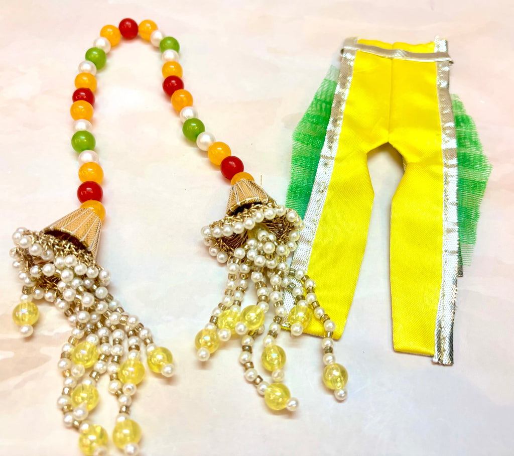 Luxe - Yellow Pearl Hand Embroidered Radha Rani Dress (4 piece set)
