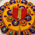 Royal Rangoli Floral Laddu Gopal Poshak in yellow red purple with handcrafted floral embroidery and golden embellishments