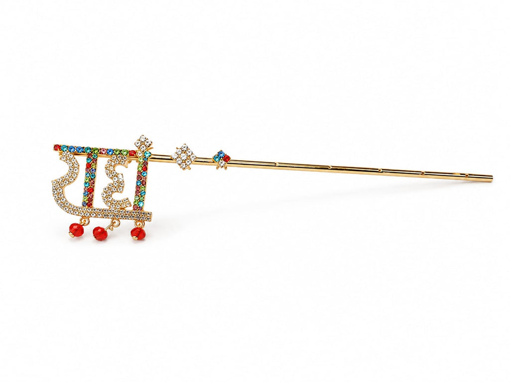 Royal Krishna Bansuri – Multicolor Kundan & Crystal Embellished Flute
