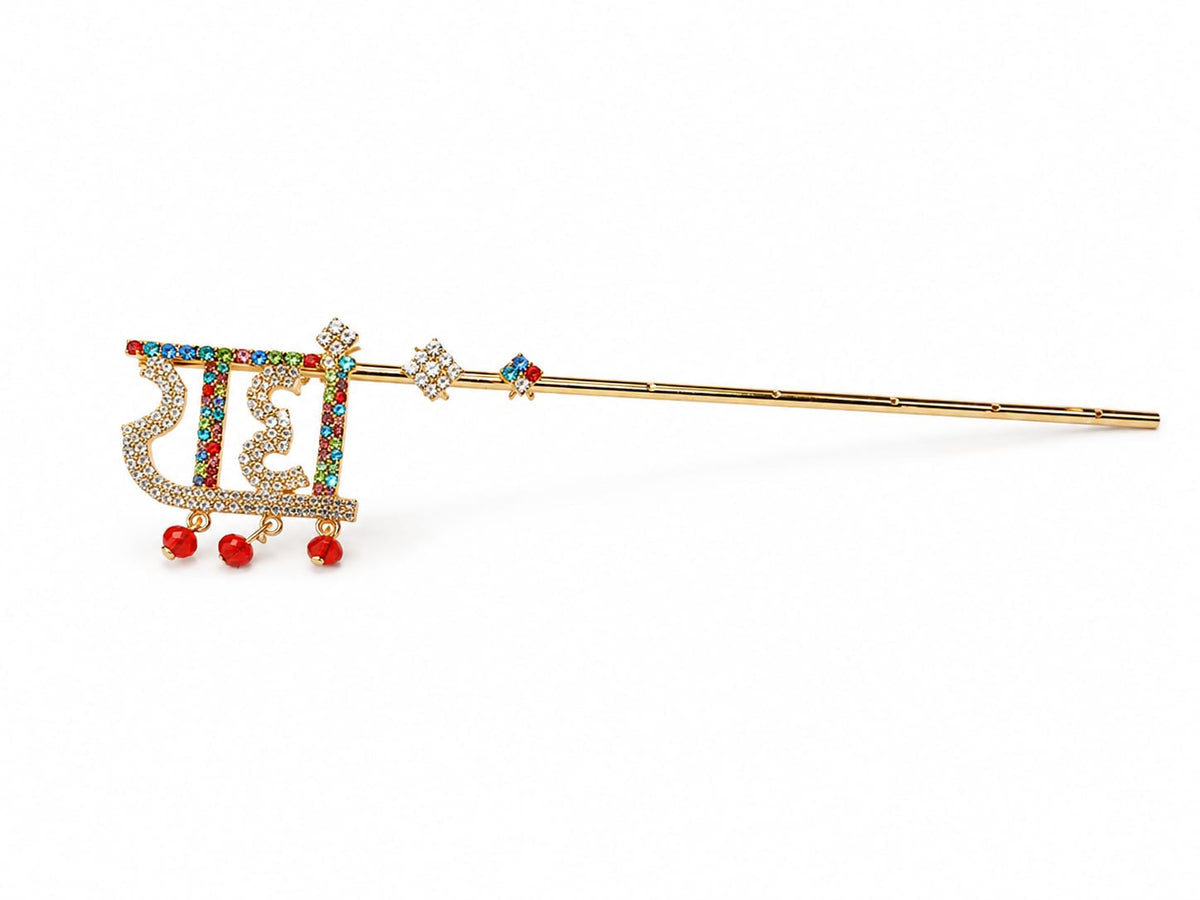 Royal Krishna Bansuri – Multicolor Kundan & Crystal Embellished Flute