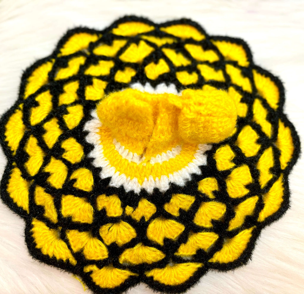 Yellow & Black Woollen Laddu Gopal Dress