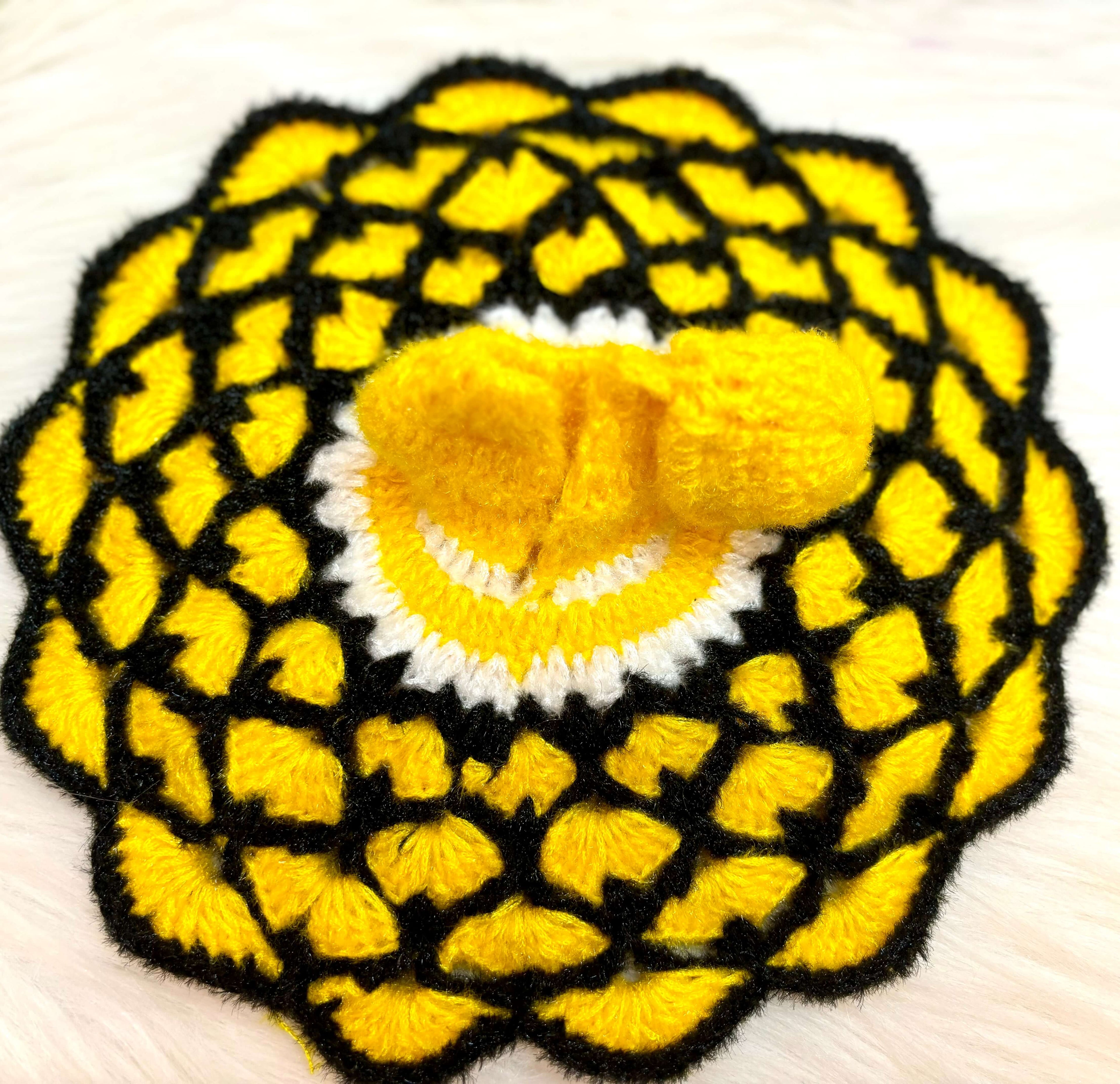 Yellow & Black Woollen Laddu Gopal Dress