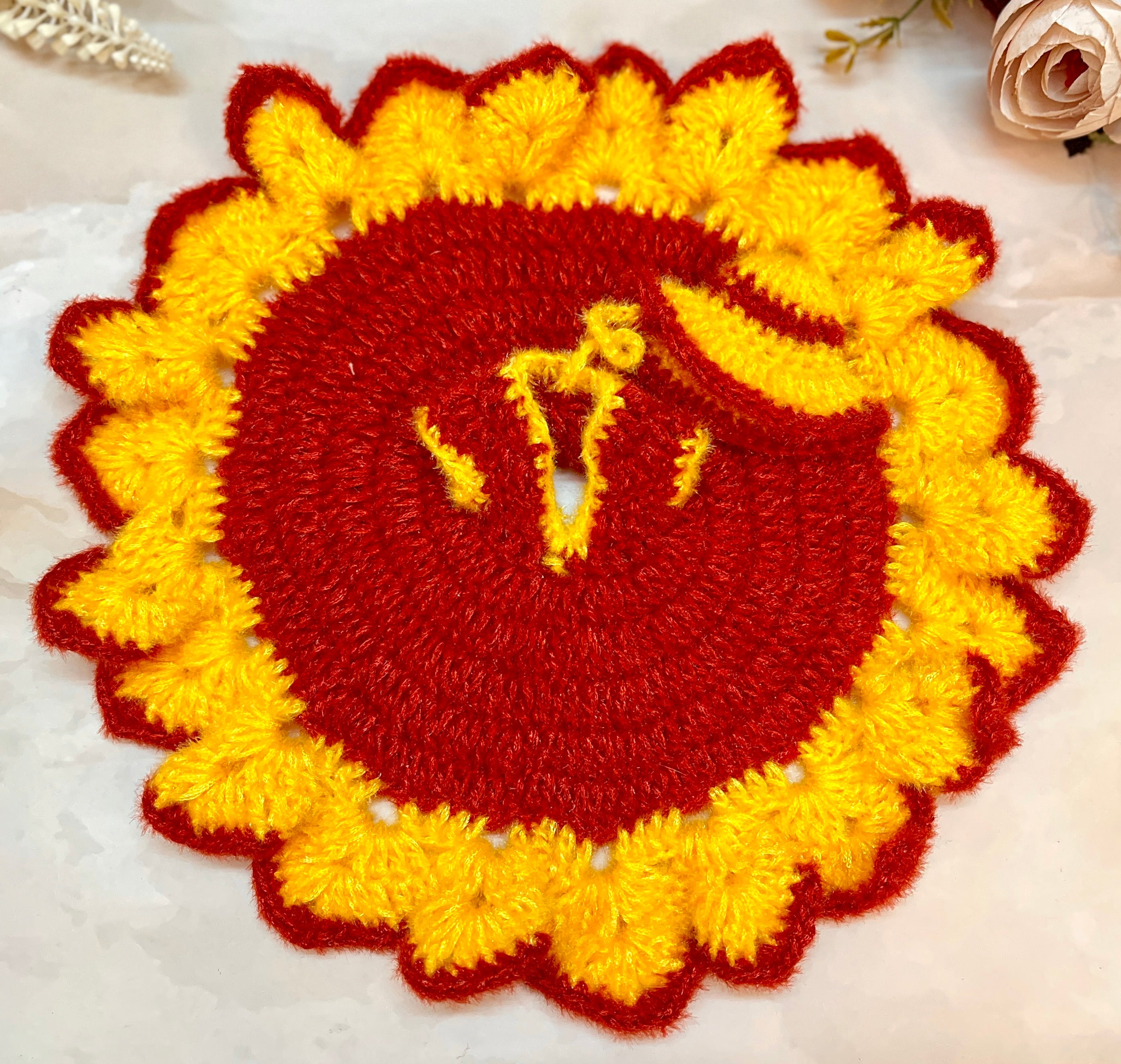 Yellow & Red Woollen Laddu Gopal Dress