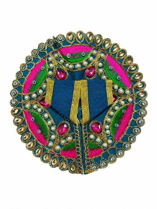 Blue Pink Green Heavy Designer Poshak for Laddu Gopal Ji