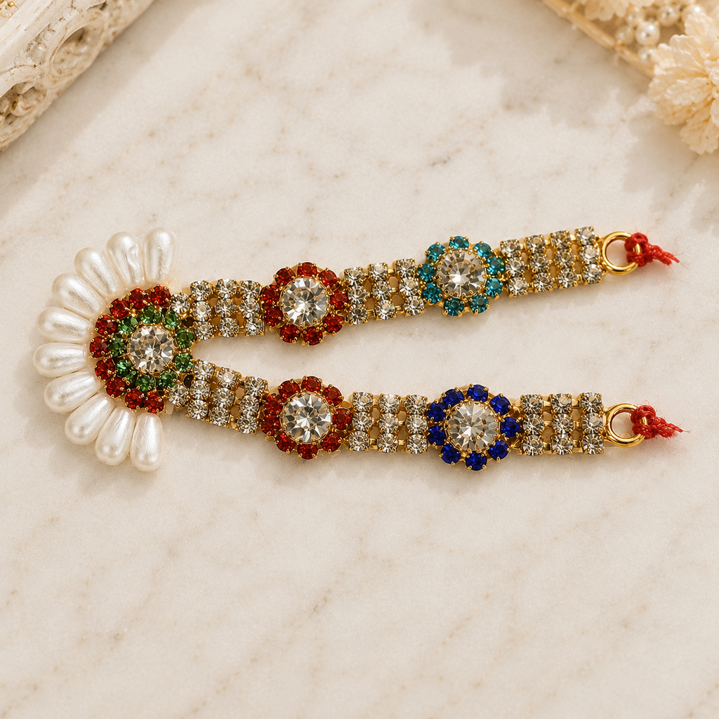 Laddu Gopal multicolor kundan pearl haar for Krishna Ji shringar