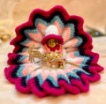 Magenta White Woollen Laddu Gopal Dress