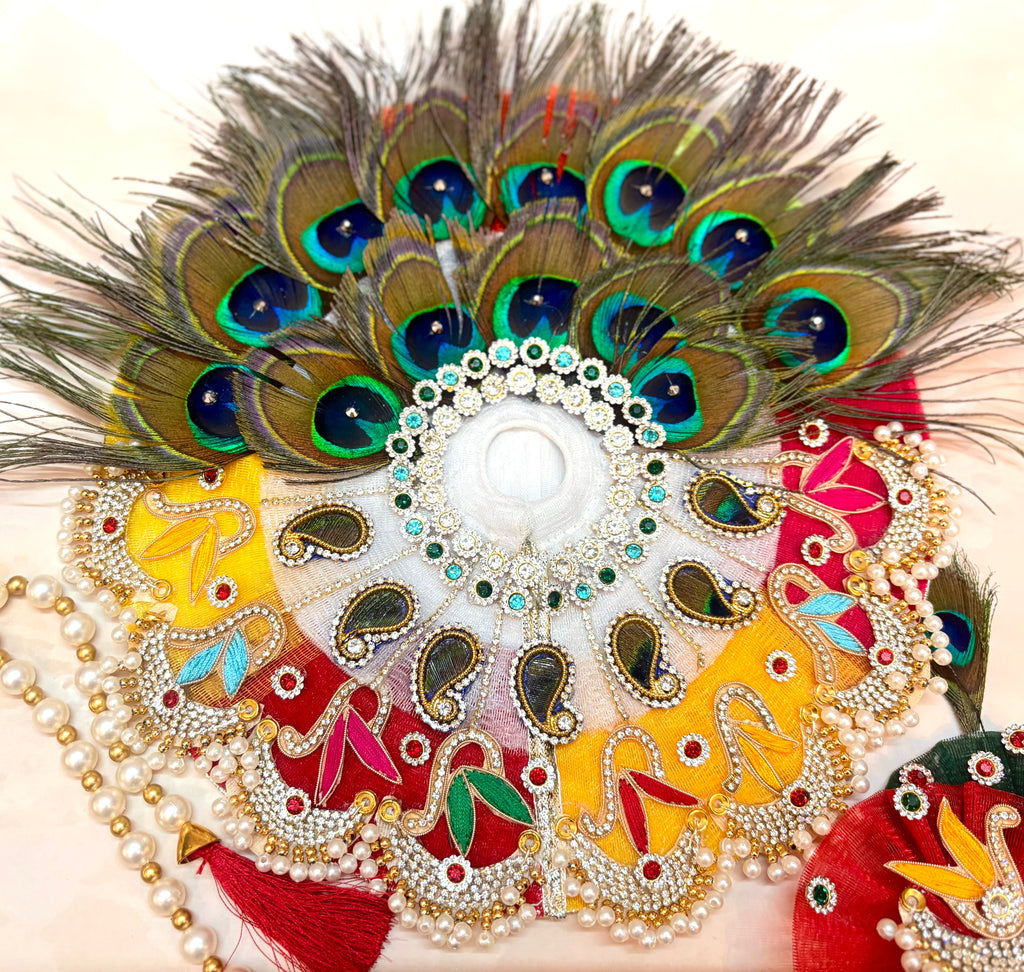 Multi-Color Peacock Laddu Gopal Dress (4 piece Set )