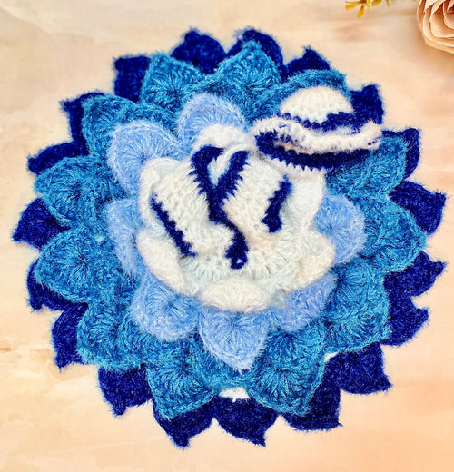 Blue with White Lotus Woollen Laddu Gopal Dress