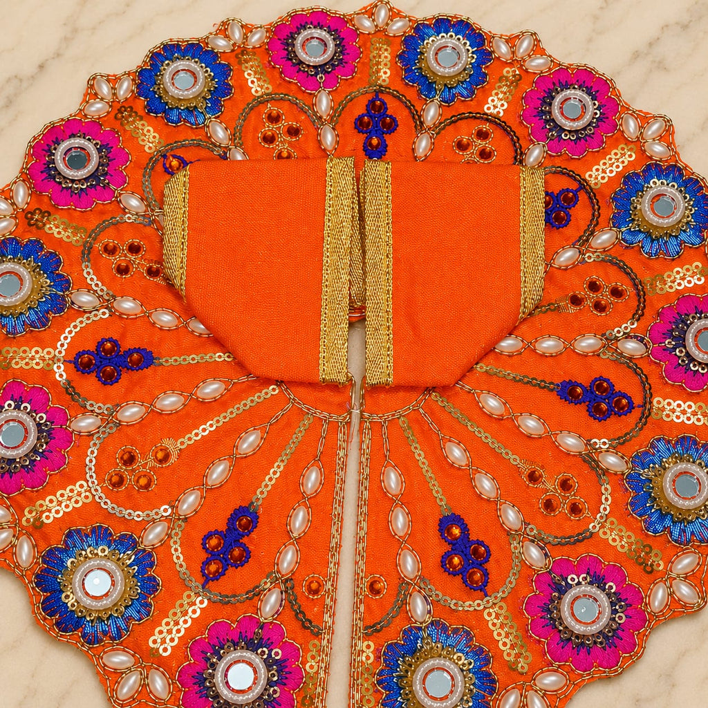 Orange Laddu Gopal Poshak | Krishna Ji Embroidered Dress
