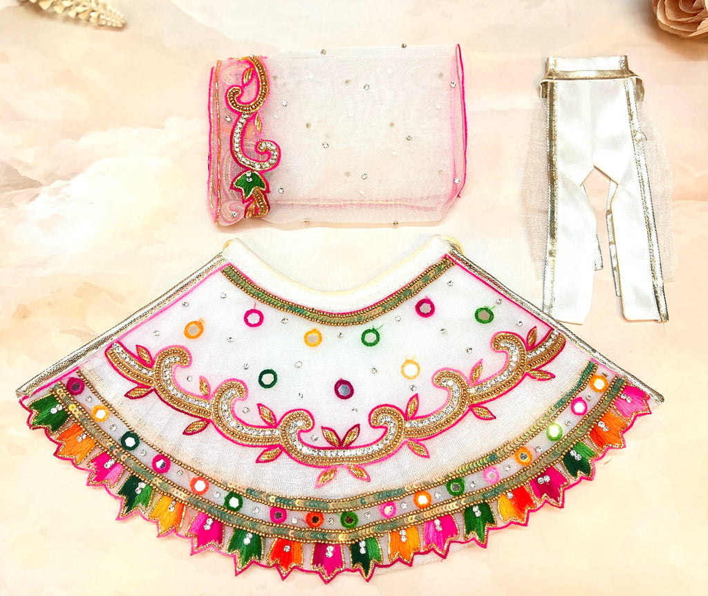 Luxe - Mata Rani White Lehenga, choli & Duppatta- 3 piece set