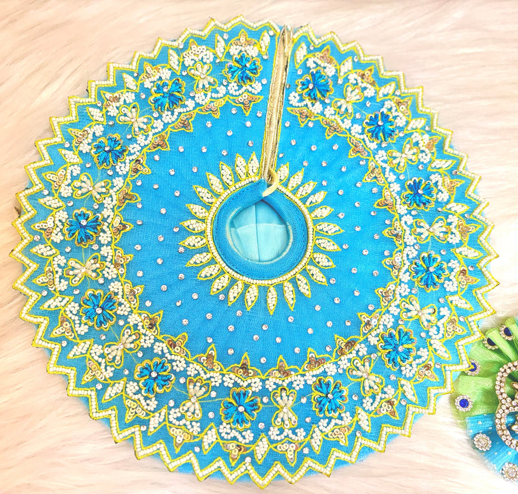 Luxe - Sky blue Pearl Hand Embroidered Radha Rani Dress (4 piece set)