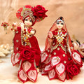 RK / Yugal Sarkar/ Laxmi ji & Ganesh ji Set Red Rose Lehenga & Dhoti - 7 piece set