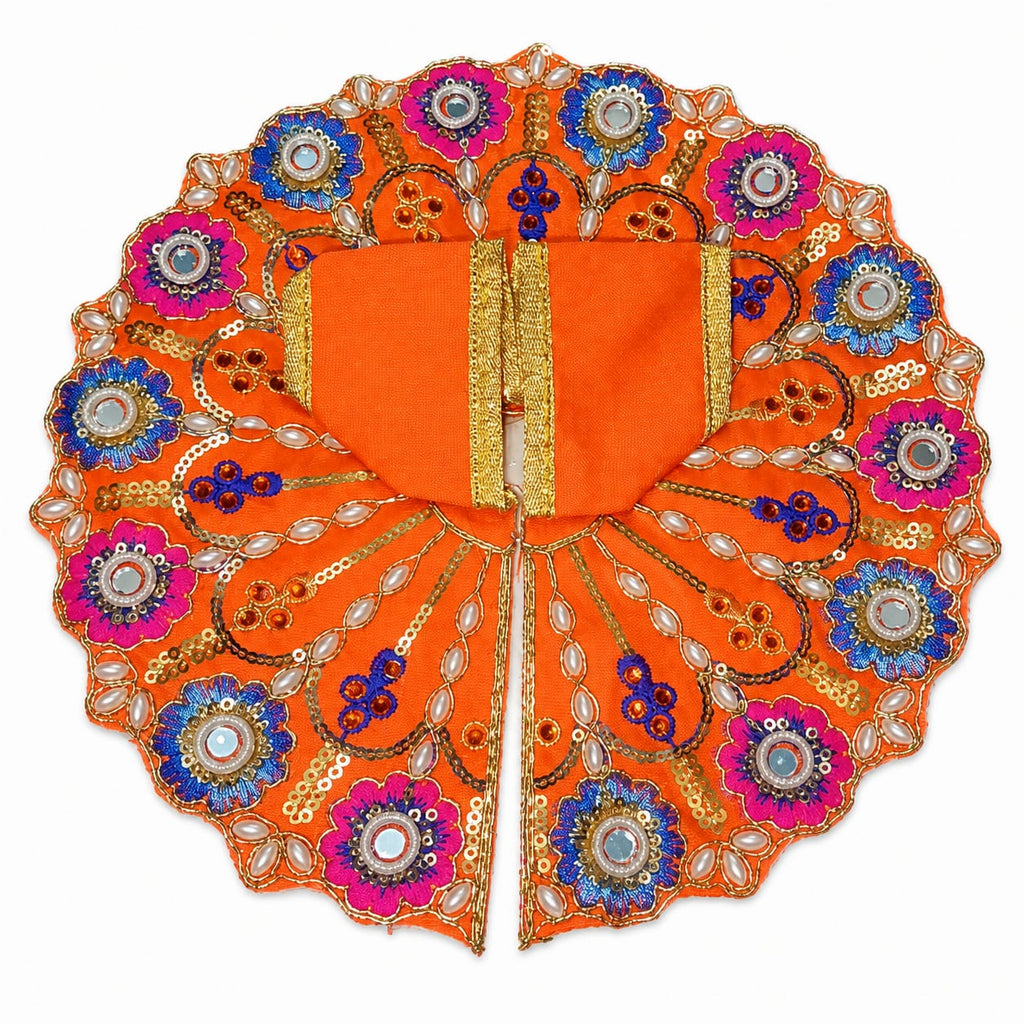 Orange Laddu Gopal Poshak | Krishna Ji Embroidered Dress