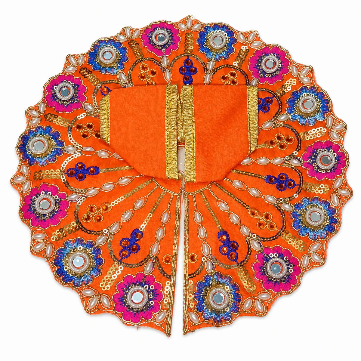 Orange Laddu Gopal Poshak | Krishna Ji Embroidered Dress
