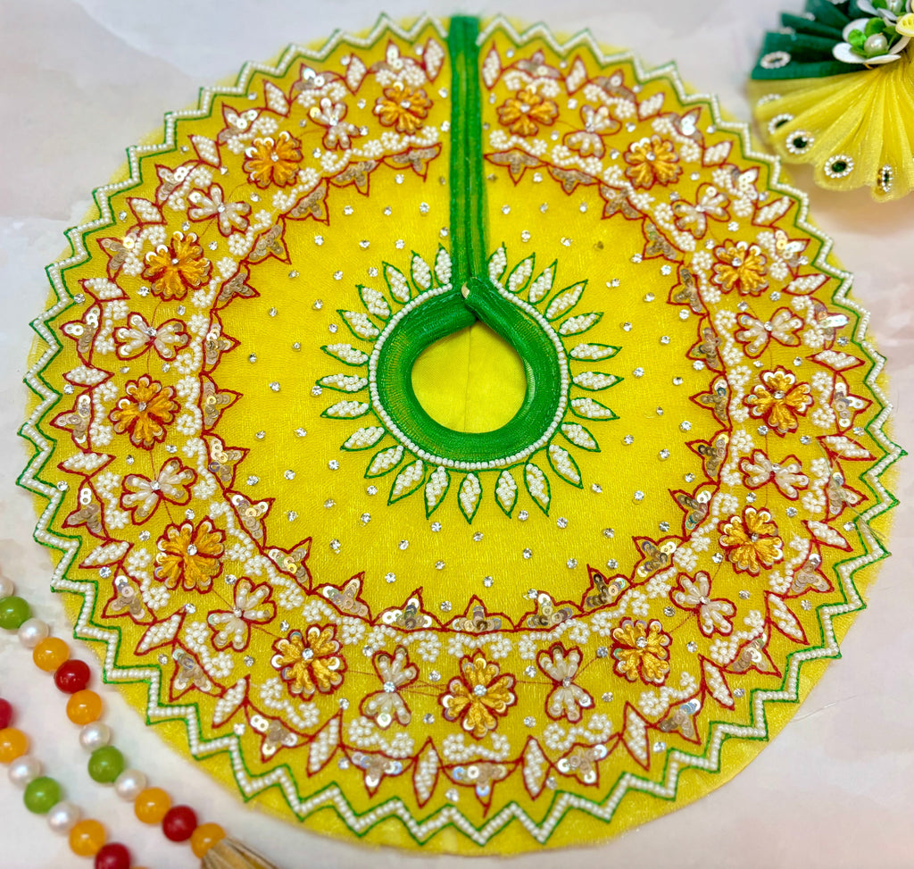 Luxe - Yellow Pearl Hand Embroidered Radha Rani Dress (4 piece set)