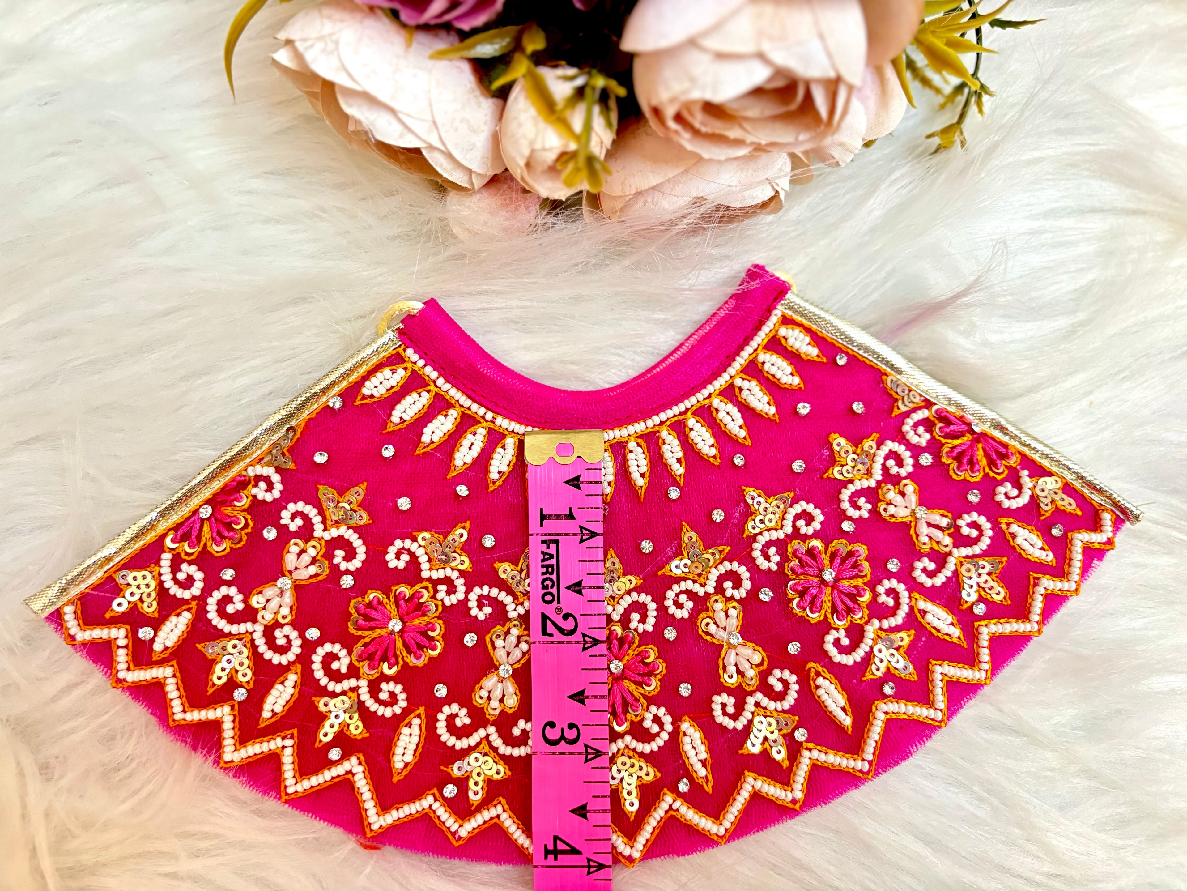 Luxe - RK / Yugal Sarkar/ Laxmi ji & Ganesh ji Set Magenta Pearl Lehenga & Dhoti - 6 piece set