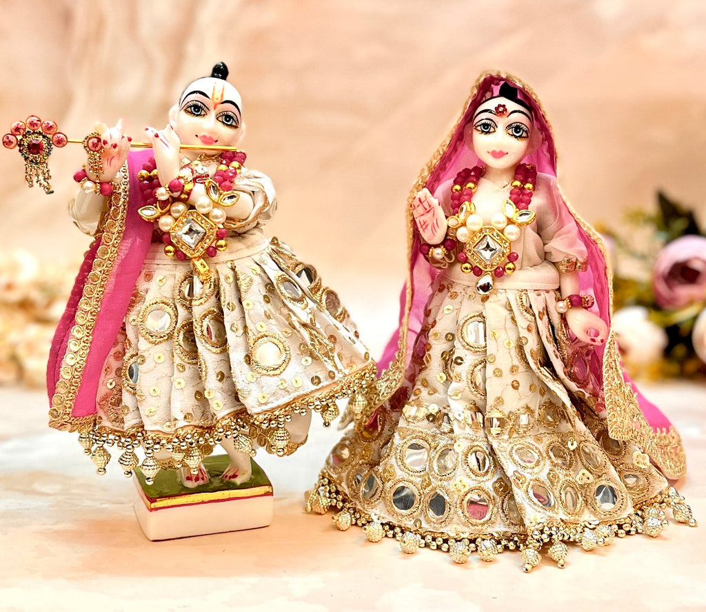 Iskcon Inspired Chandrika Roop Radhe Krishna Dress - 7 piece set