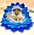 Blue with White Lotus Woollen Laddu Gopal Dress