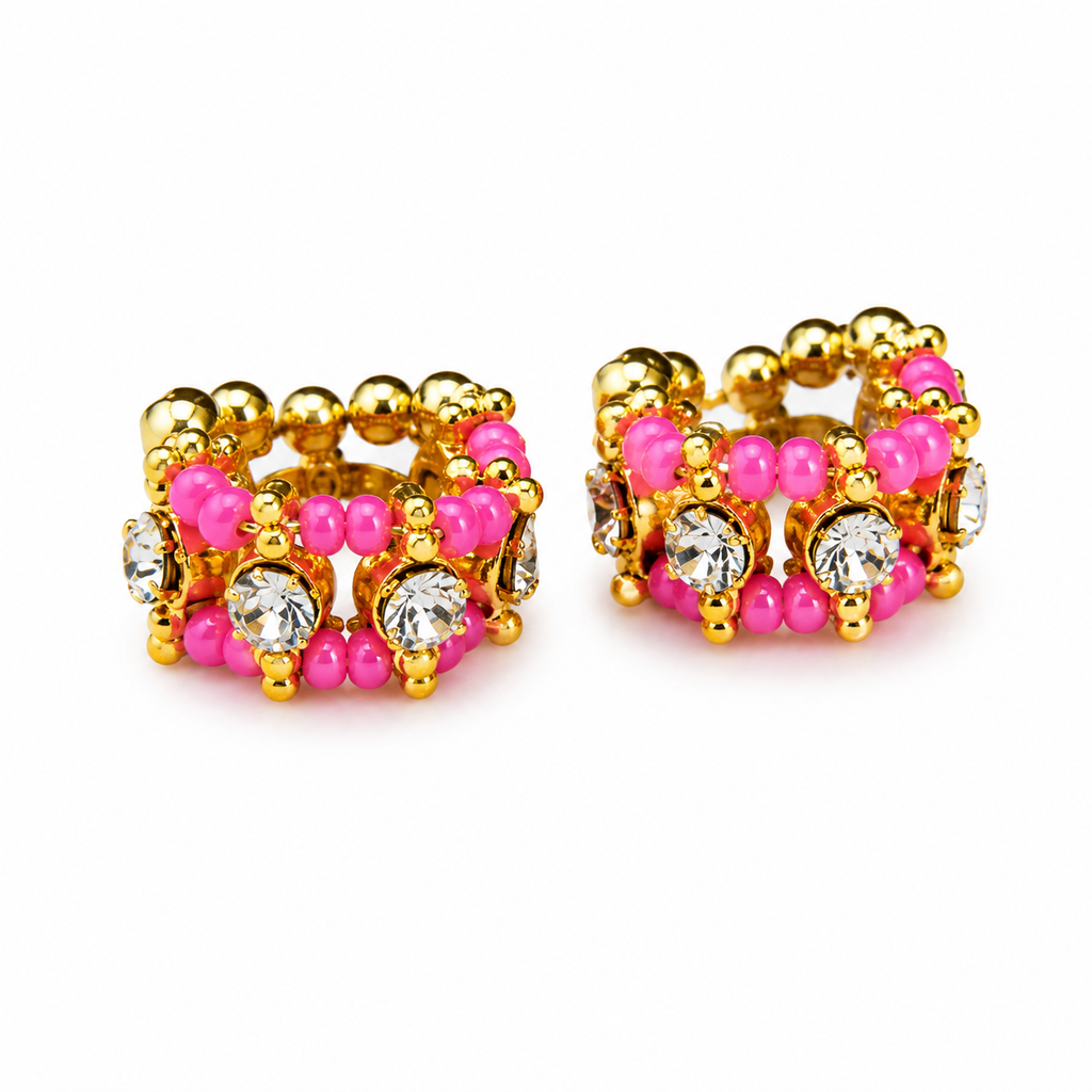 Pink Beaded Golden Chudi for Laddu Gopal Ji