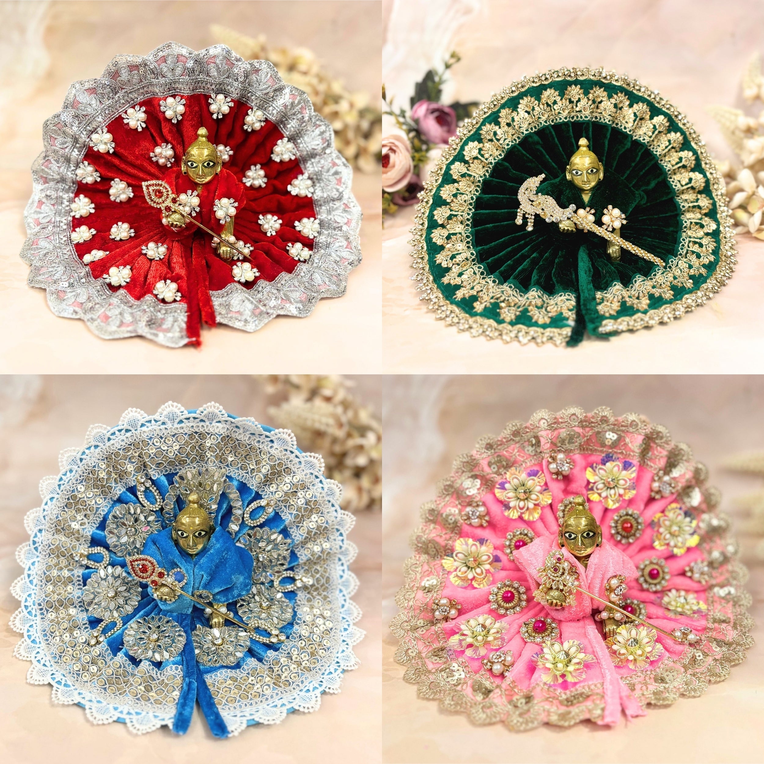 Maniratna Velvet Laddu Gopal Dress Combo – Set of 4