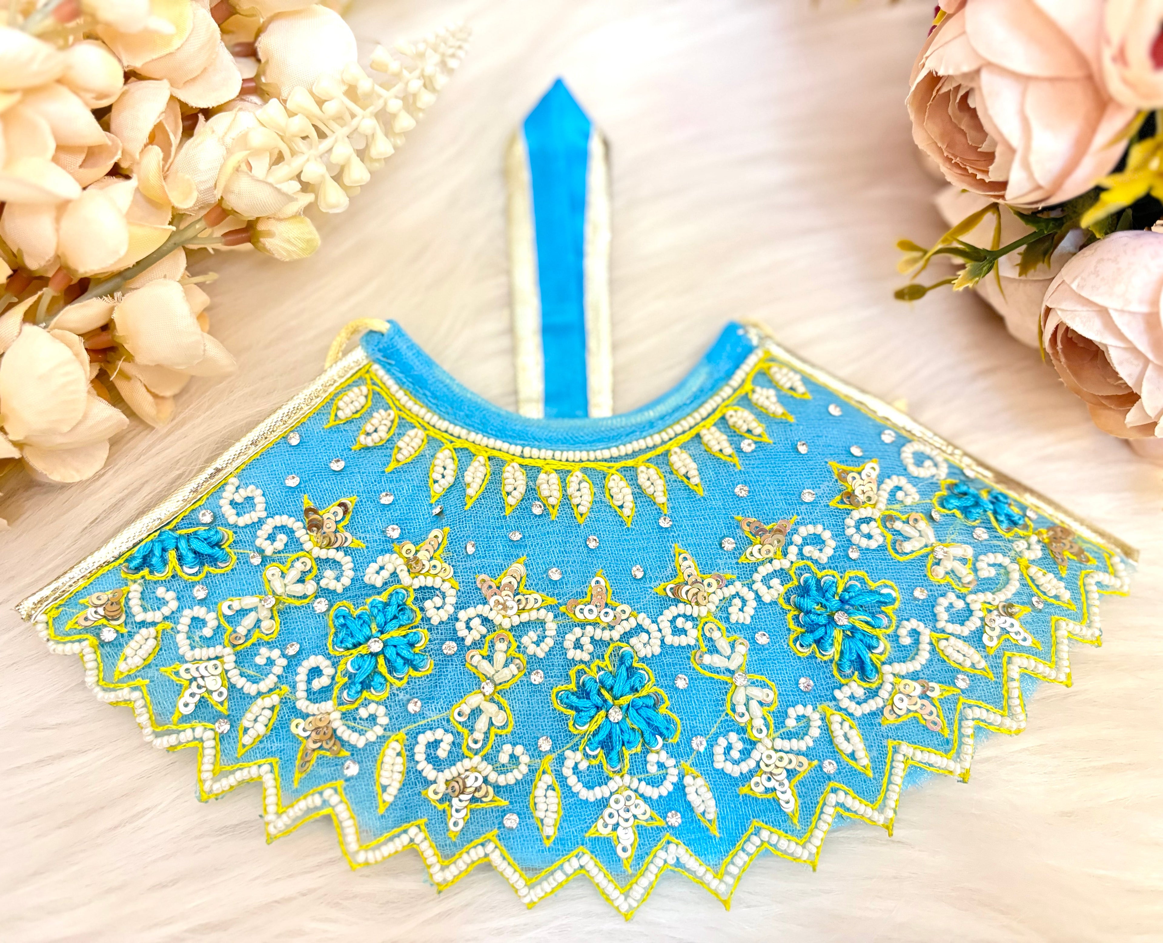 Luxe - RK / Yugal Sarkar/ Laxmi ji & Ganesh ji Set Sky blue Pearl Lehenga & Dhoti - 6 piece set