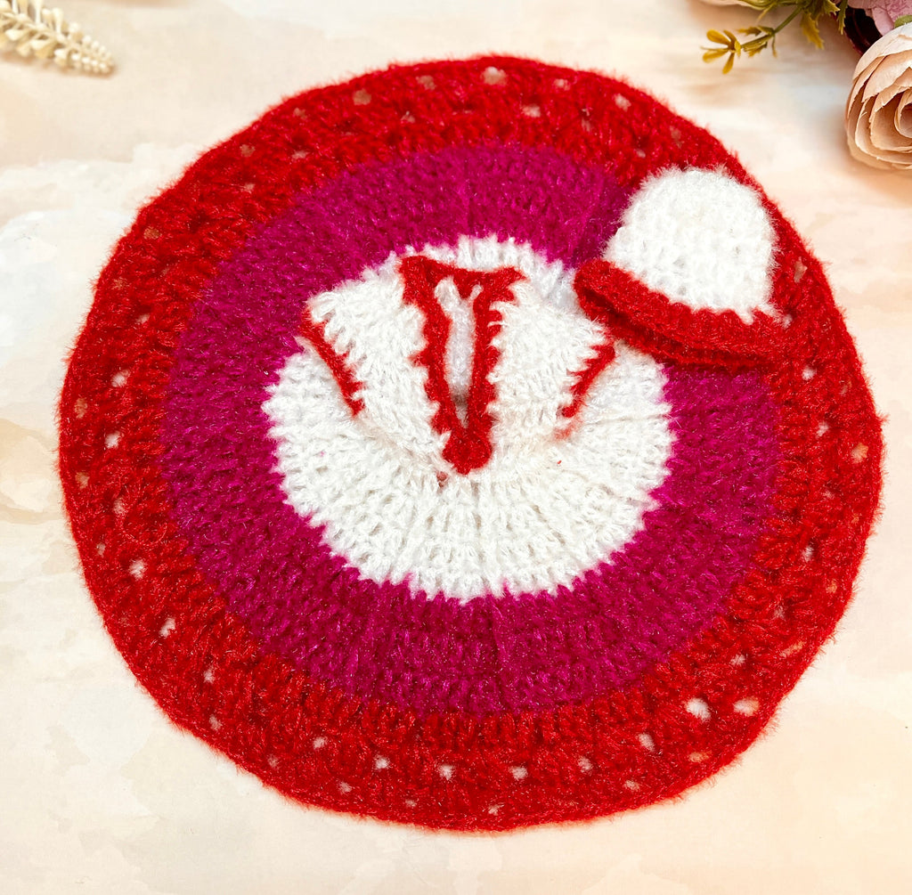 Red & Pink Lotus Woollen Laddu Gopal Dress