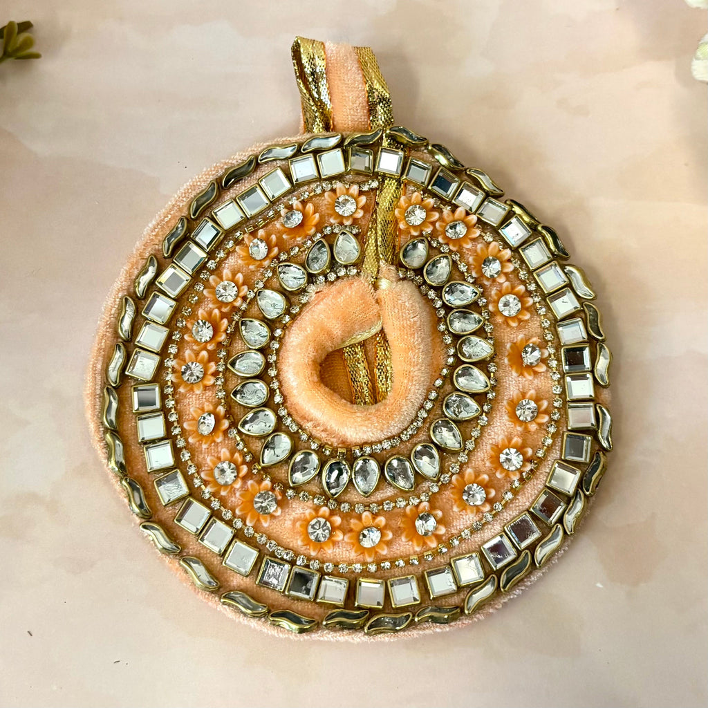 Peach Velvet Laddu Gopal Dress