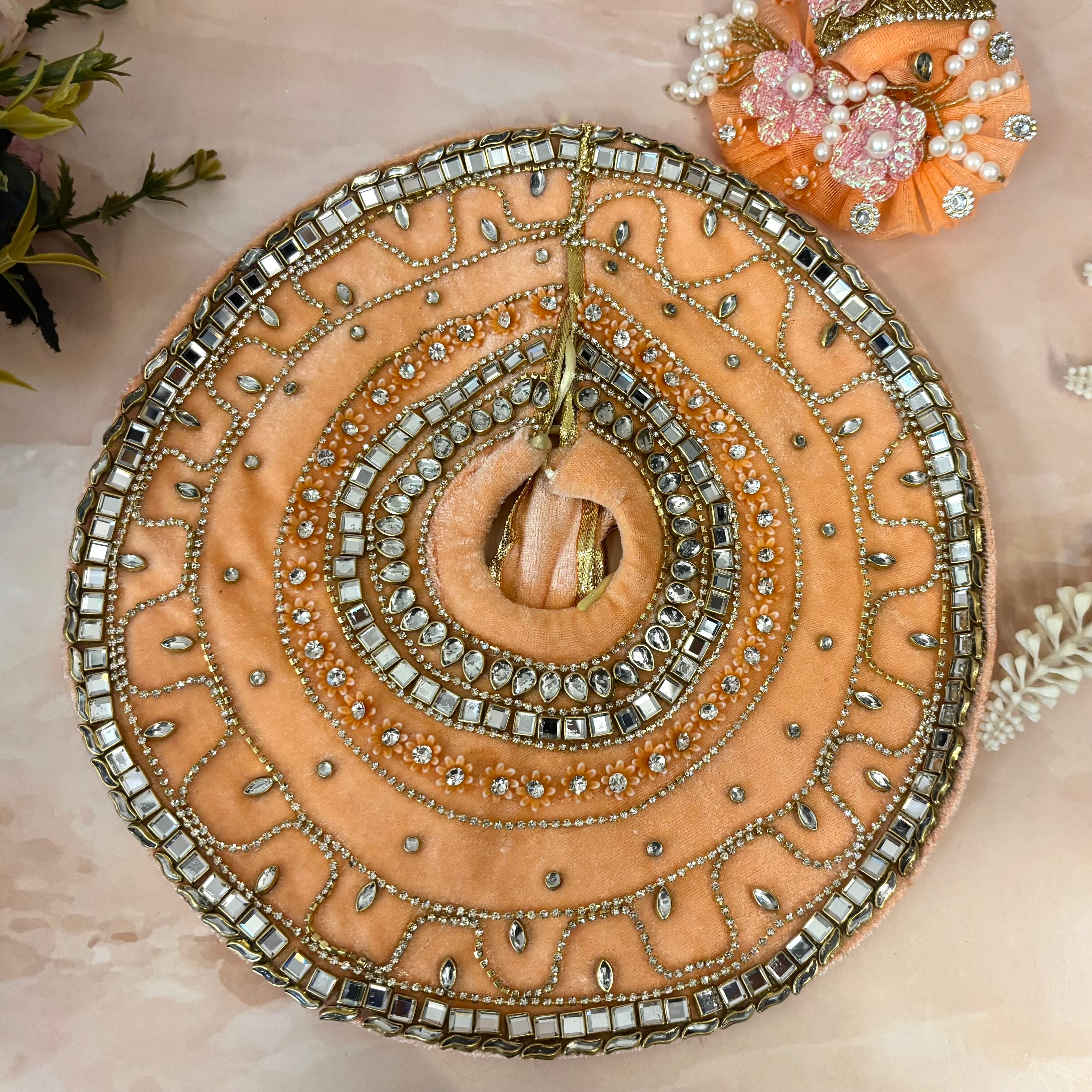 Peach Velvet Laddu Gopal Dress