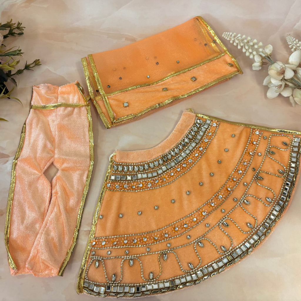 Peach Velvet Mata Rani Dress