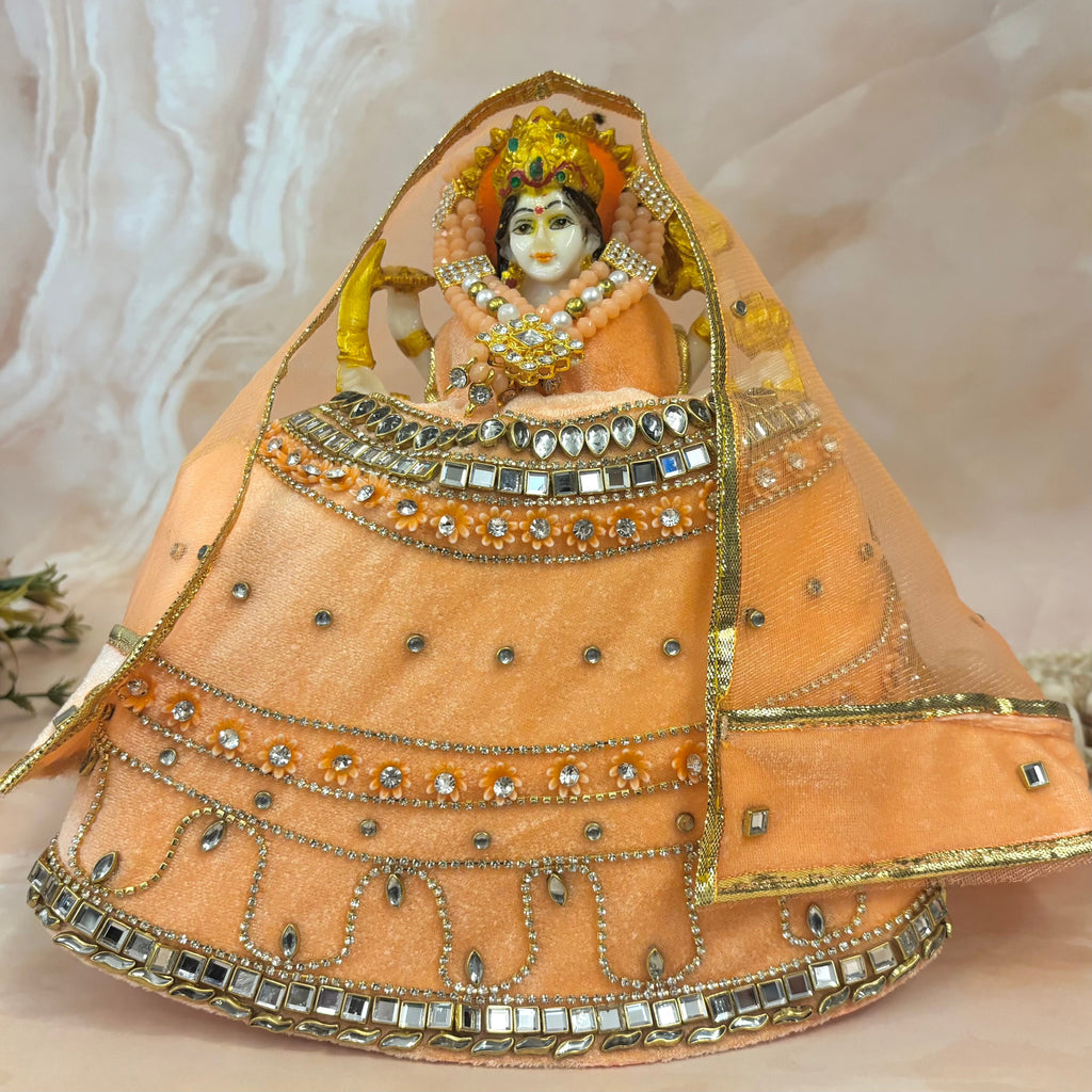 Peach Velvet Mata Rani Dress