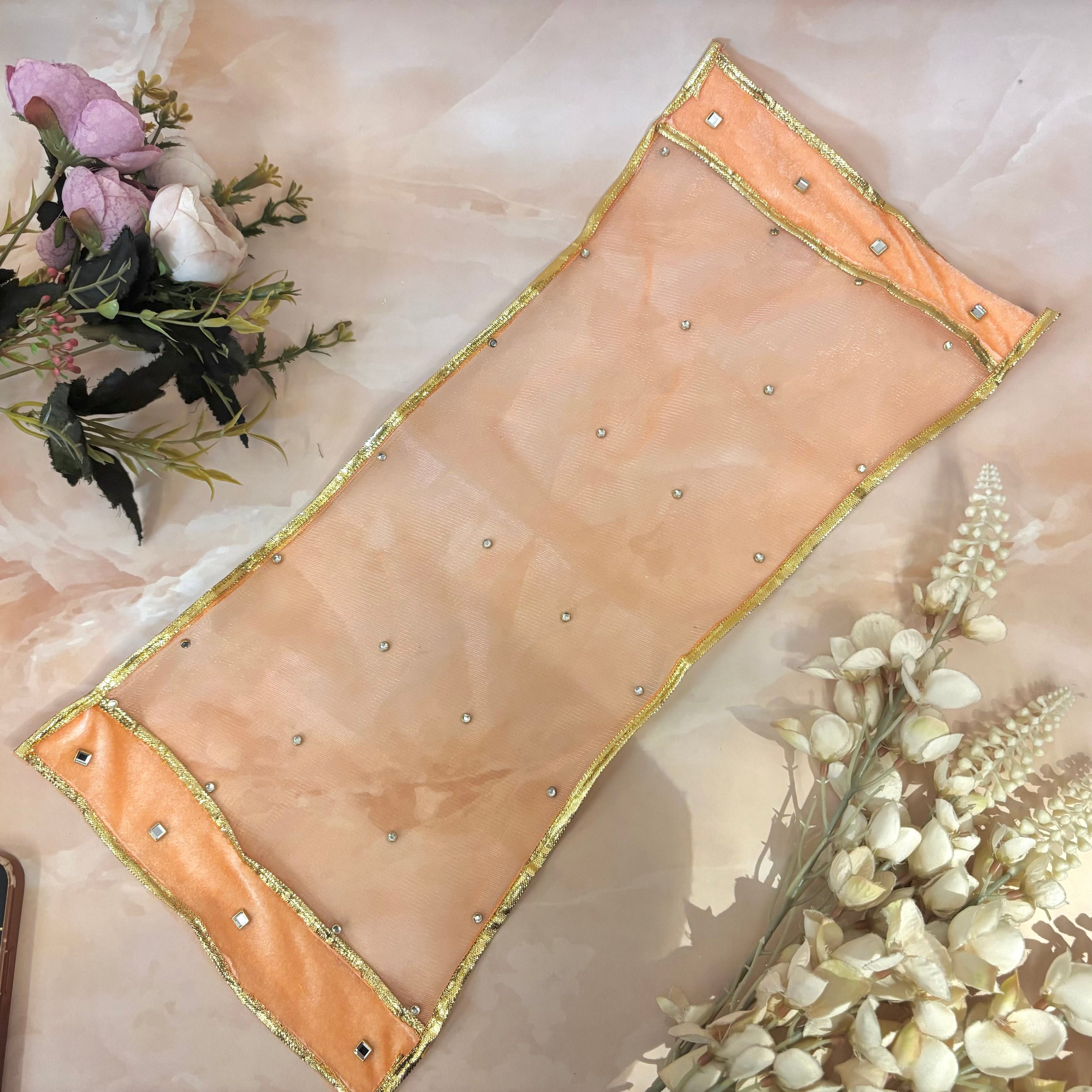 Peach Velvet Mata Rani Dress