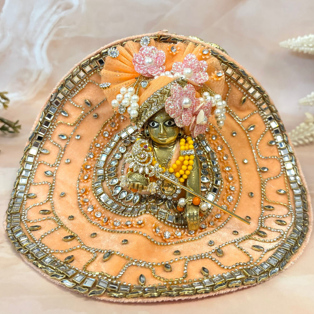 Peach Velvet Laddu Gopal Dress