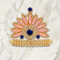 Royal Lotus Krishna Ji Mukut | Pink & Blue Stone Designer Mukut