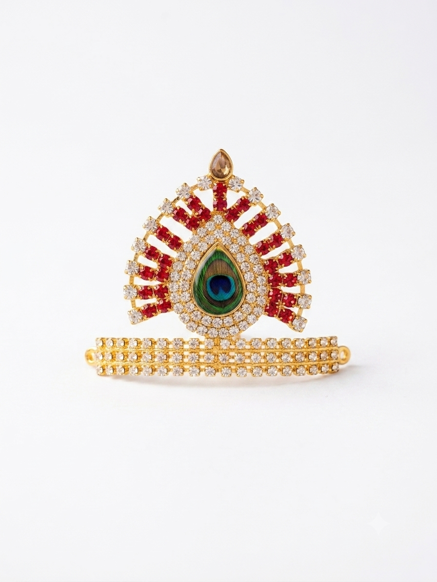 Royal Stone Work Krishna Mukut