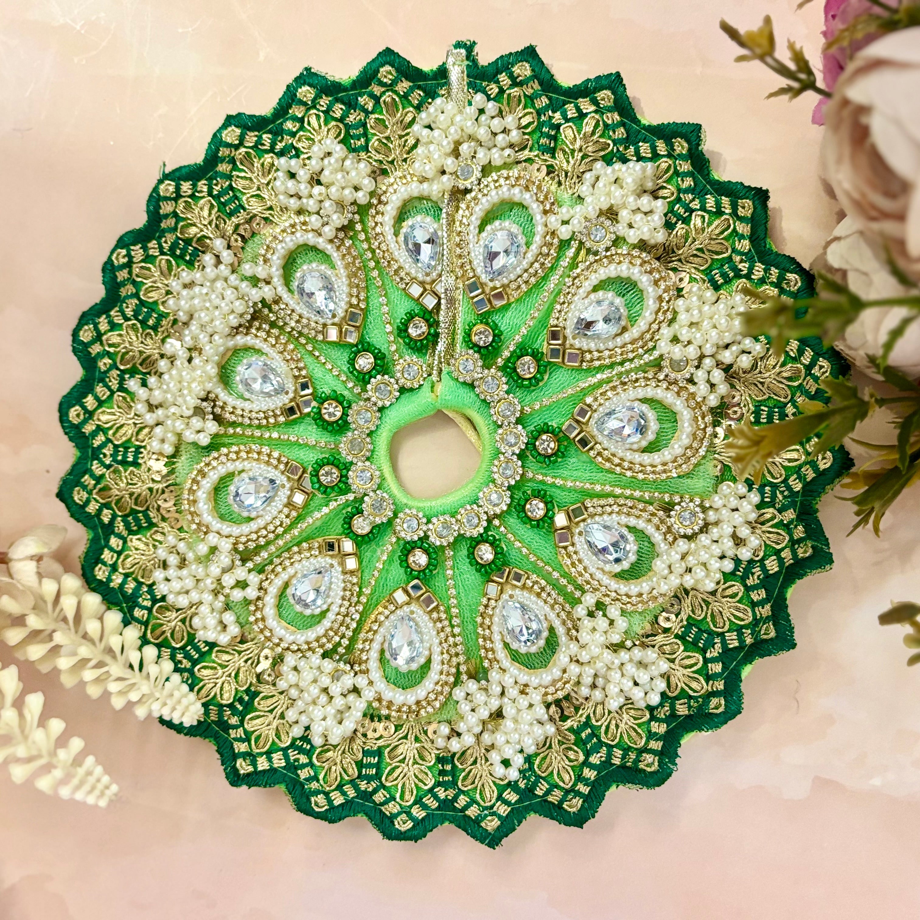 Teej Special Green Laddu Gopal Dress