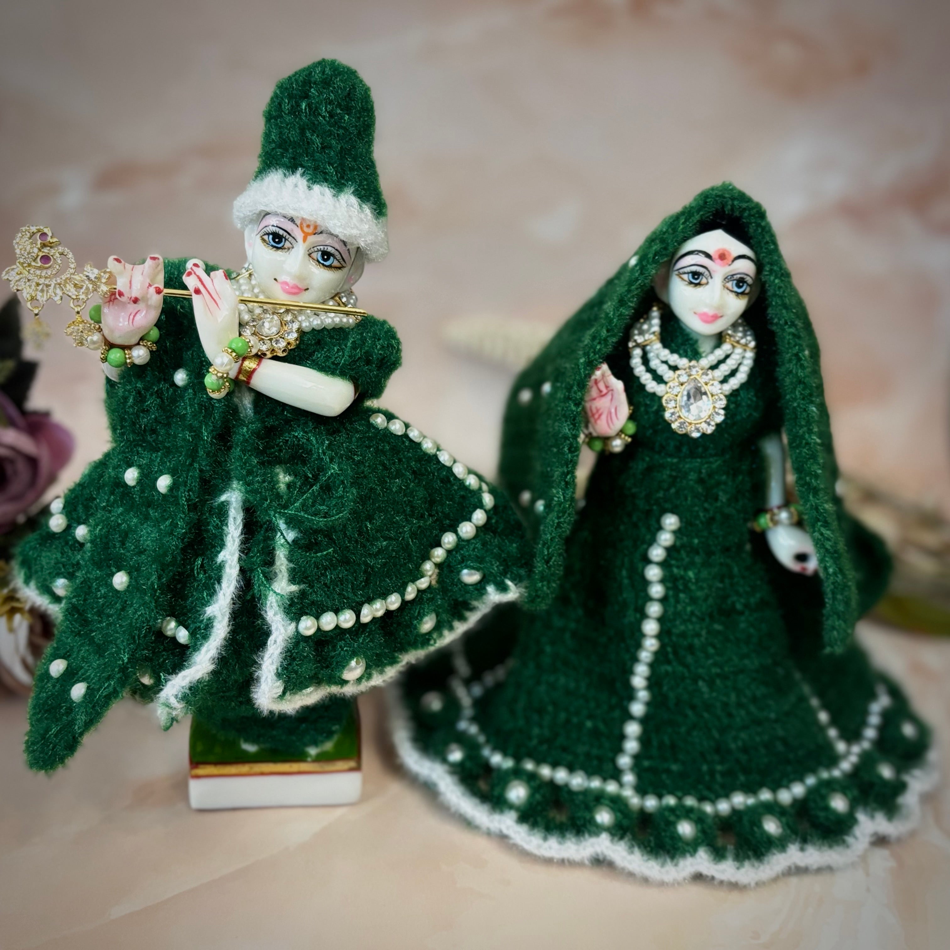 Harit Pearl Woollen Radhe Krishna Dress