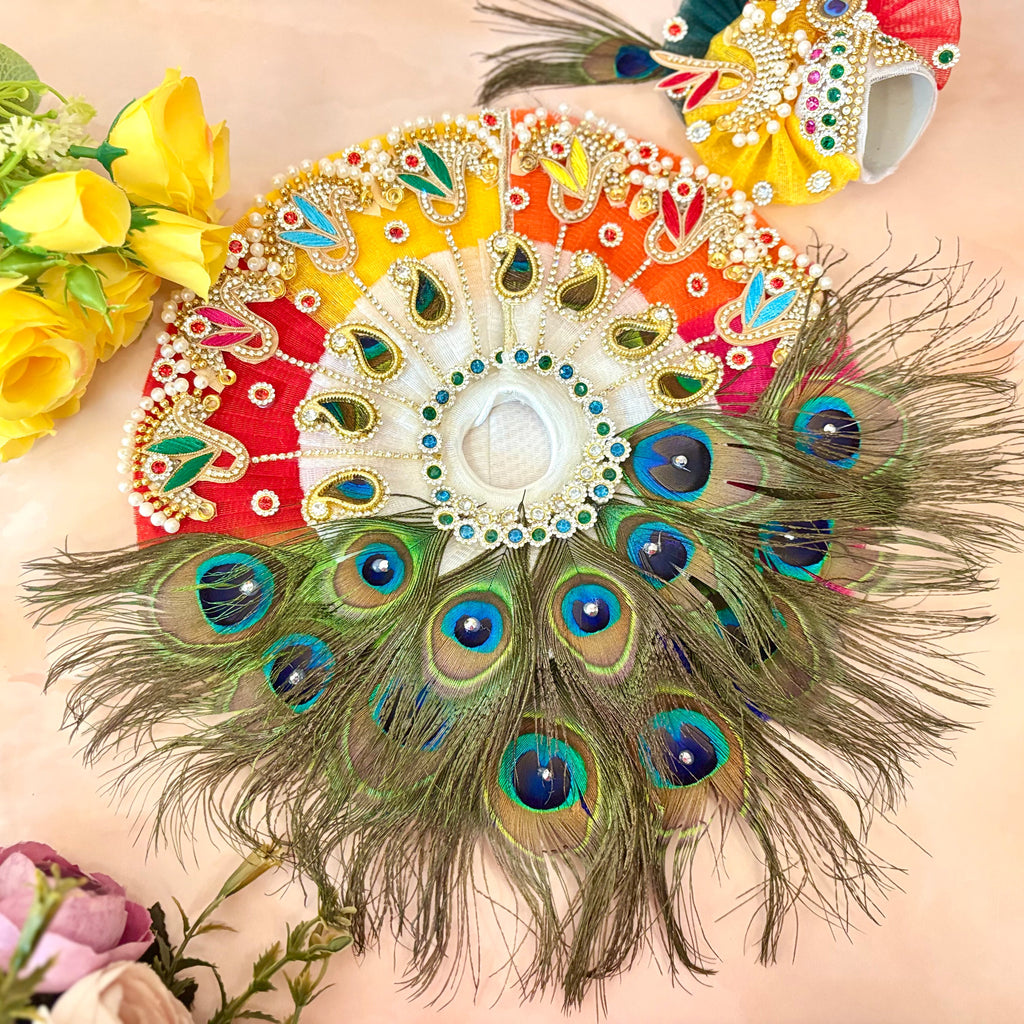 Multi-Color Peacock Laddu Gopal Dress (4 piece Set )