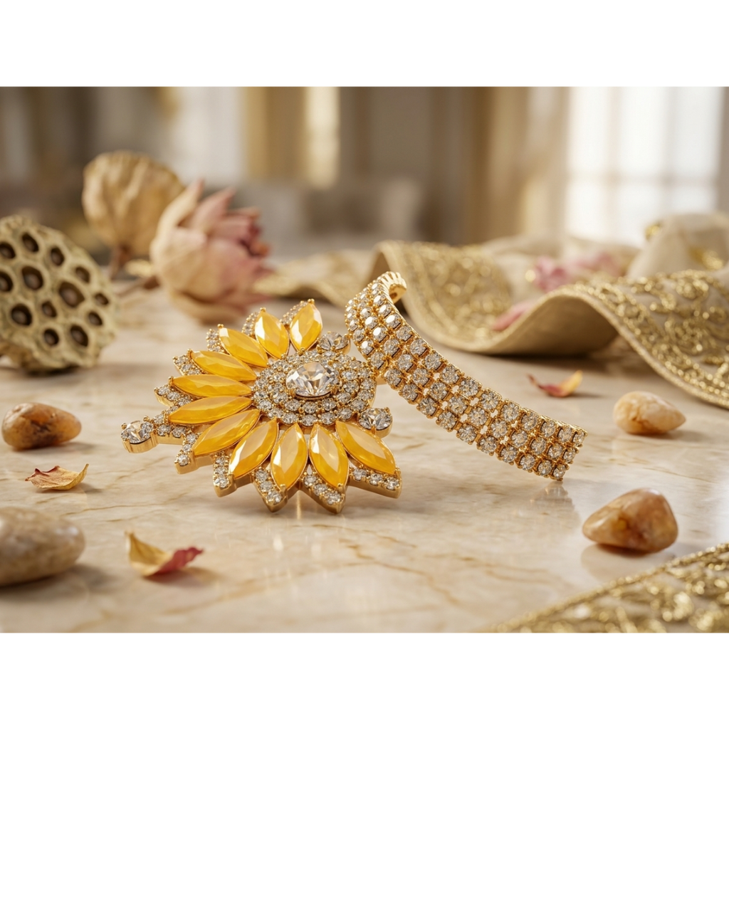 Golden Floral Krishna Ji Mukut