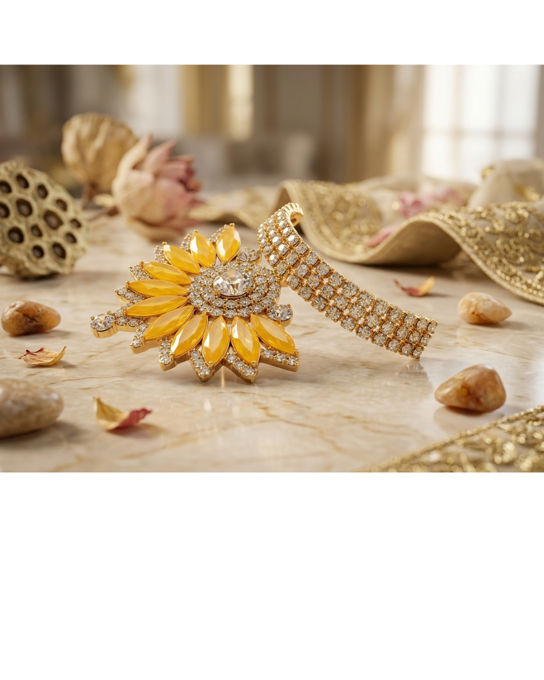 Golden Floral Krishna Ji Mukut